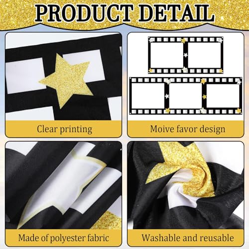 Large Fabric Movies Theme Photo Booth Props Film Themed Party Decoration Movie Theater Photo Frame Camera Action Party Backdrop Movie Theater Hanging for Film Favor Night Theme Birthday Supplies