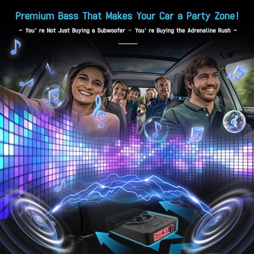 10'' 1200W Slim Under Seat Powered Car Subwoofer with Color LED Ambient Light, All-in-One Subwoofer and Amplifier Package for Car Truck SUV Audio - color: 10" 1200W Colorful Spider