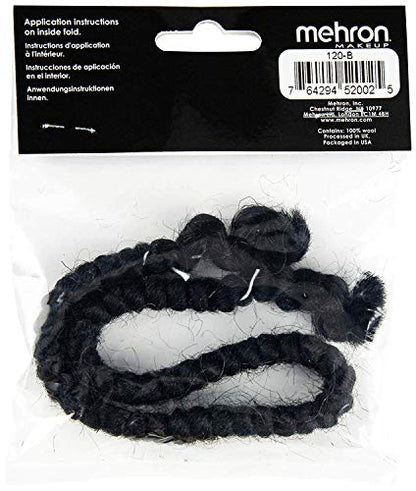 Mehron Makeup Crepe Hair - BLACK, Special FX Fake Hair - color: Black