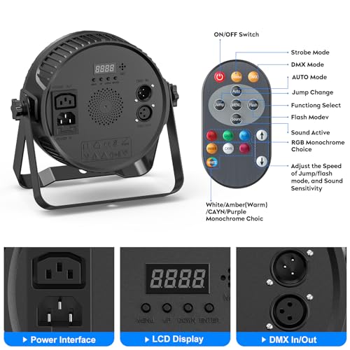 Stage Lights, 1 Pack U`King Par Can Lights RGBW LED 14x6W DMX Sound Activated, Uplights for Events Wedding Parties Church Live Show Concert Club