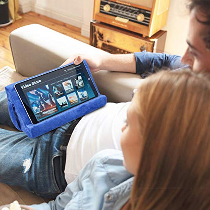 2pcs Multi-Angle Tablet Holder Cushion Stand with Net Pocket & Black Color Phone Stands Upgraded Tablet Pad Support for Phone,Pad,Books (Blue) - color: Blue