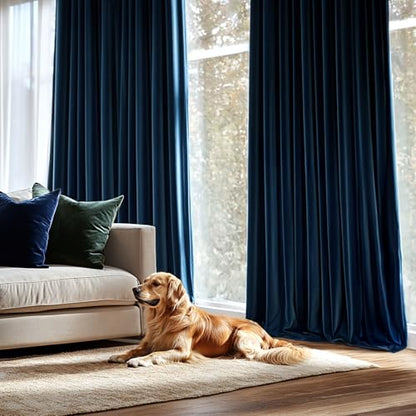 MIULEE Navy Blue Velvet Curtains 63 Inch Long 2 Panels, W40 x L63 | Luxury Super Soft, Thermal Insulated, Room Darkening Drapes, Rod Pocket Design, Window Curtains for Bedroom Living Room - color: Navy Blue, size: 40"W x 63"L (Pack of 2)