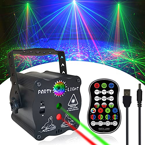 Birthday Gift Party Decorations Lights, Mini Disco Ball DJ Light with Remote Control Stage, Portable Sound Activated Led Projector Strobe Lamp for Indoor/Outdoor Parties Rave Xmas Show Home Bar - color: Green,red