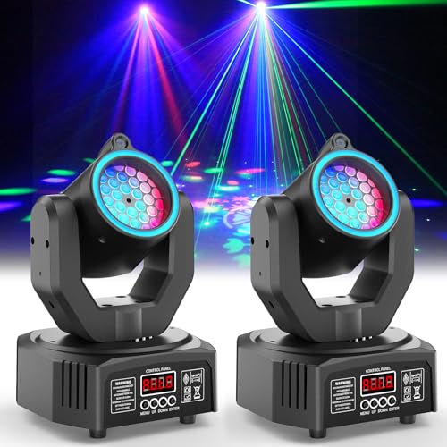 2-Pack Mini Moving Head Light,30W LED Stage Lighting with Remote Control – Dot Beam/Pattern/Starry Sky Effects for Weddings, DJs, Disco, Church & Bar - color: 2-PACK