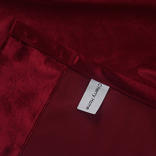 Cherry Home Set of 2 Velvet Flannel Room Darkening Blackout Curtains Panels Drapes Grommet 52 Wide by 108 Long Burgundy for Living Room - color: Burgundy, size: 52"W x 108"L (Pack of 1)