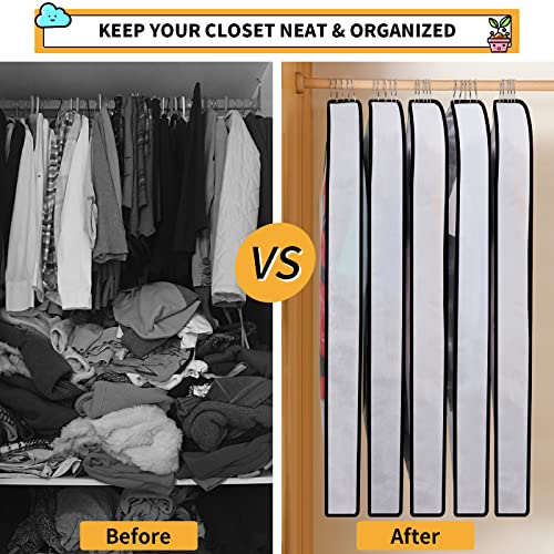 Clear Garment Bags for Hanging Clothes Storage 4" Gusset Suit Bags for Closet Storage Bags Dust Covers for Clothes Sweater Bags Garment Cover Clothes Protector 24"x 40"x 4", 5 Pack - size: 4in-5P