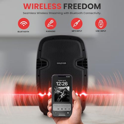 Wireless Portable PA Speaker System - 1000W High Powered Bluetooth Compatible Active + Passive Pair Outdoor Sound Speakers W/USB SD MP3 AUX - 35mm Mount, 2 Stand, Microphone, Remote - Pyle - size: 1000w