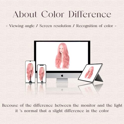 Aida ble Long Pink Wavy Wig for Women 26inch Middle Part Synthetic Wig | Natural Looking Heat Resistant Hair,Suit for Daily Wear,Party,Halloween and Cosplay,Beginner-friendly,Lightweight and soft - color: Pink