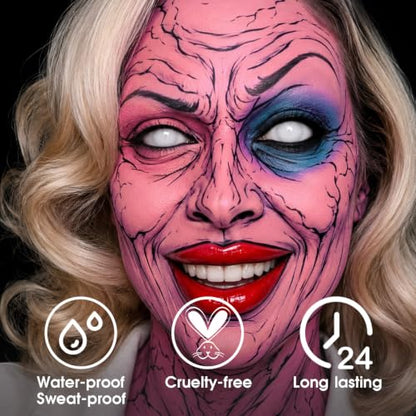 BADCOLOR Pastel Pink Face Body Paint, Highly Pigmented Body Paint Stick, Hypoallergenic & Waterproof Eye Black for Halloween Sugar Skull Broken Doll Pink Clown Costume - color: 1PCS Pastel Pink