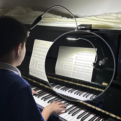 Music Stand Light, Clip on LED Book Lights, USB and AA Battery Operated, Reading Lamp in Bed, 3 Brightness Levels, Ideal for Musician, Piano Player, Kids, Travel, Black - color: Black