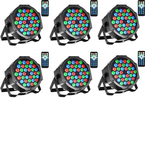 Litake 36 LED Stage Lights,DJ Par Lights Sound Activated,DMX & Remote Controlled LED Uplights for Events Wedding Dance Floor Party DJ Live Show-6 Packs - color: 6 Pack