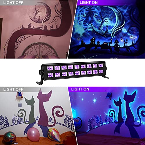 54W 18LEDs Aluminum Heat Dissipation Black Light Bar for Glow Party | UV Black Light Glow in The Dark Party Supplies for Blacklights Party Body Paint Birthday Music Nightclub Halloween Christmas