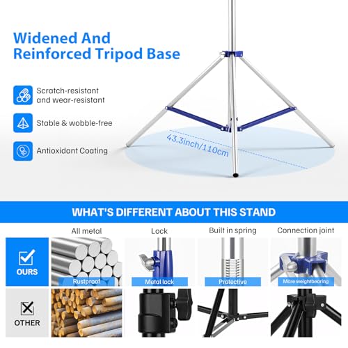 Heavy Duty Light Stand for Photography, 10.5ft/320cm Adjustable Tripod | Spring Cushioned Light Stand with 1/4" - 3/8" Screw, for Softbox, Ring Light, LED Panel, Cameras, 22lb Capacity, 2 Pack - size: 2 pack 10.5ft