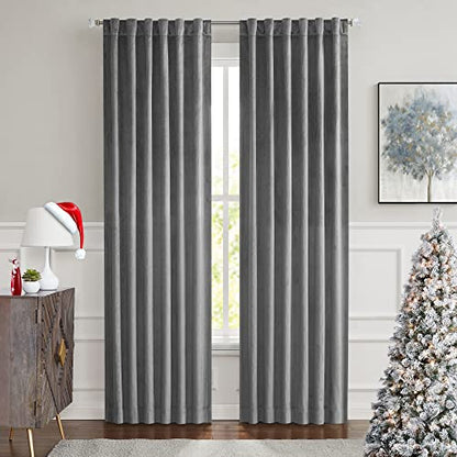 Central Park Moderate Velvet Blackout Window Curtain Panels 84in LongRod Pocket Backtabs for Living RoomBedroom Geo EmbossedTrellis Window Treatment Drape Sets 52inx84inx2,Panel Pairs to Go, DarkGray - color: Dark Gray, size: 52"W x 84"L (Pack of 2)