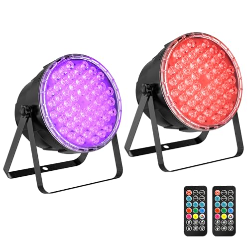 Big Dipper LED Stage Lights Par Lights 54X3W RGB 3in1 Bright Lighting with Master-Slave DMX 512 Sound Activated Spotlights Uplights Remote Control for Event Concert Club Church 2 Pack