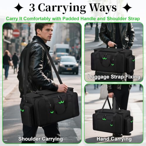 Large Dj Cable Bag with Detachable Dividers, Bottom Pad | Dj Bag for Equipment and Accessories with Laptop and Microphone Pocket, Dj Gig Bag for Musician, Professional, Travel, Green - color: Green, style: Dj Cable Bag
