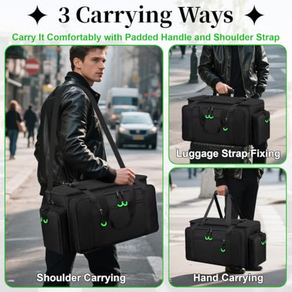 Large Dj Cable Bag with Detachable Dividers, Bottom Pad | Dj Bag for Equipment and Accessories with Laptop and Microphone Pocket, Dj Gig Bag for Musician, Professional, Travel, Green - color: Green, style: Dj Cable Bag