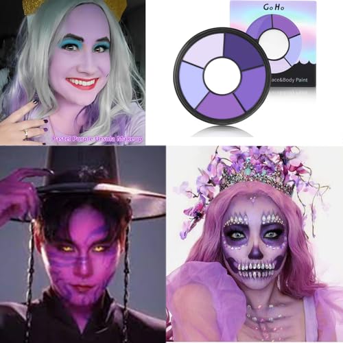 Go Ho 6 Colors Purple Face Body Paint,Cream Water Based Makeup for Halloween Cosplay,Body Paint FX Makeup Palette,Professional Face Paint Purple Makeup - color: 6 Colors Purple Makeup