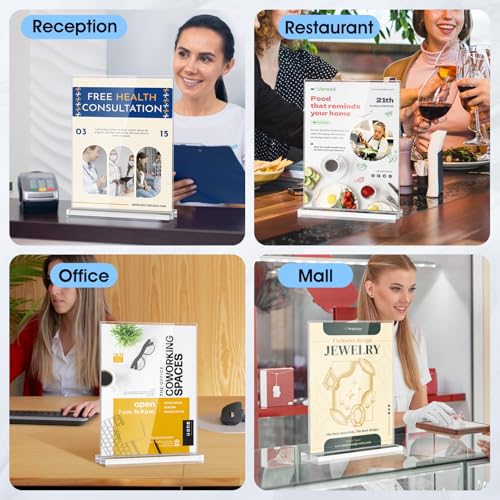 MaxGear Acrylic Sign Holder 8.5" x 11" Double Sided Sign Stand, 18 Pack | Clear Acrylic, Double Sided Display, Stable Tabletop Design, Quick Sign Changes, Fits Offices, Events And Retail Spaces - size: Strip-18pack