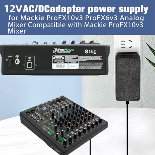 12V Power Adapter for Mackie ProFX6v3 Profx10v3 Profx12v3 ProFX22v3 Mixer Power Supply Cord Charger PSU