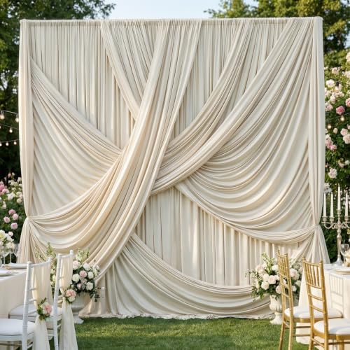 40x12 ft Beige Backdrop Curtains for Weddings Parties, Birthdays and Photos - color: Beige, size: W5' x H12'(8 panels)