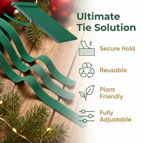 100Pcs 10-Inch Green Adjustable Plant Ties, Christmas Garland Ties | Extendable Reusable Straps, Decorative Twist Ties, Perfect for Wreaths, Stair Banisters & Railings, Vine & Plant Support - size: 10 in x 0.5 in