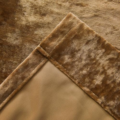 Lux Caramel Crushed Velvet Curtains 2 Panel Set - 84 inches Long Room Darkening Luxury Distressed Velvet Rod Pocket Window Drapes for Living Room Bedroom 52" W x 84" L - color: Caramel, size: 52"W x 84"L (Pack of 2)
