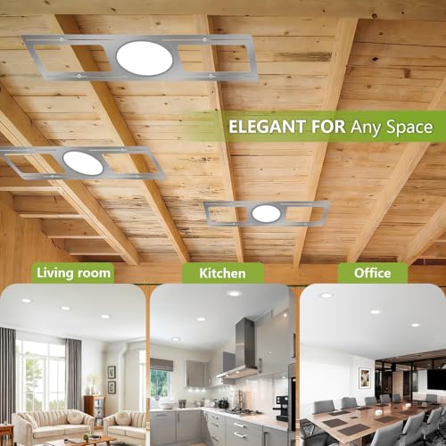 72-Pack New Construction Mounting Plate, 2-3-4-5-6in, LED Recessed Lighting Housing Kits, Flat Steel Rough-in Bracket Fixture for LED Light Bar, Shallow Recessed Lighting Housing Plate - color: Symmetric 2-3-4-5-6", size: 72 Pack