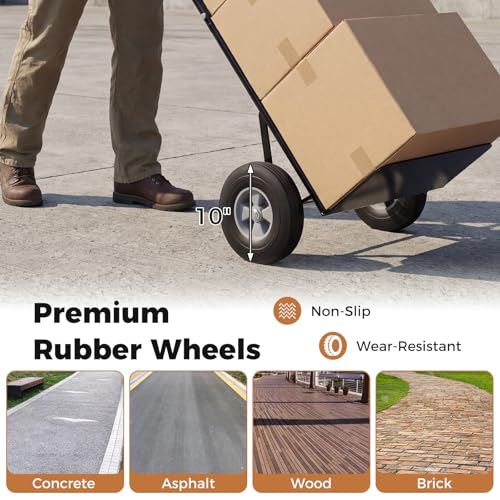 Goplus Metal Hand Truck, Heavy Duty Dolly with 600 LBS Capacity | Moving Dolly Cart with 2 Rubber Wheels, P-Handle, Folding Base Plate, for Office, Home, Warehouse Use - color: Black