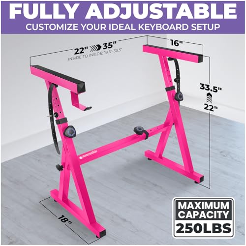 Liquid Stands Piano Keyboard Stand - Z Style Adjustable and Portable Heavy Duty Music Stand for Kids and Adults -Fits 54-88 Key Electric Pianos - Sturdy Musical Keyboard Stand (Pink) - color: Pink