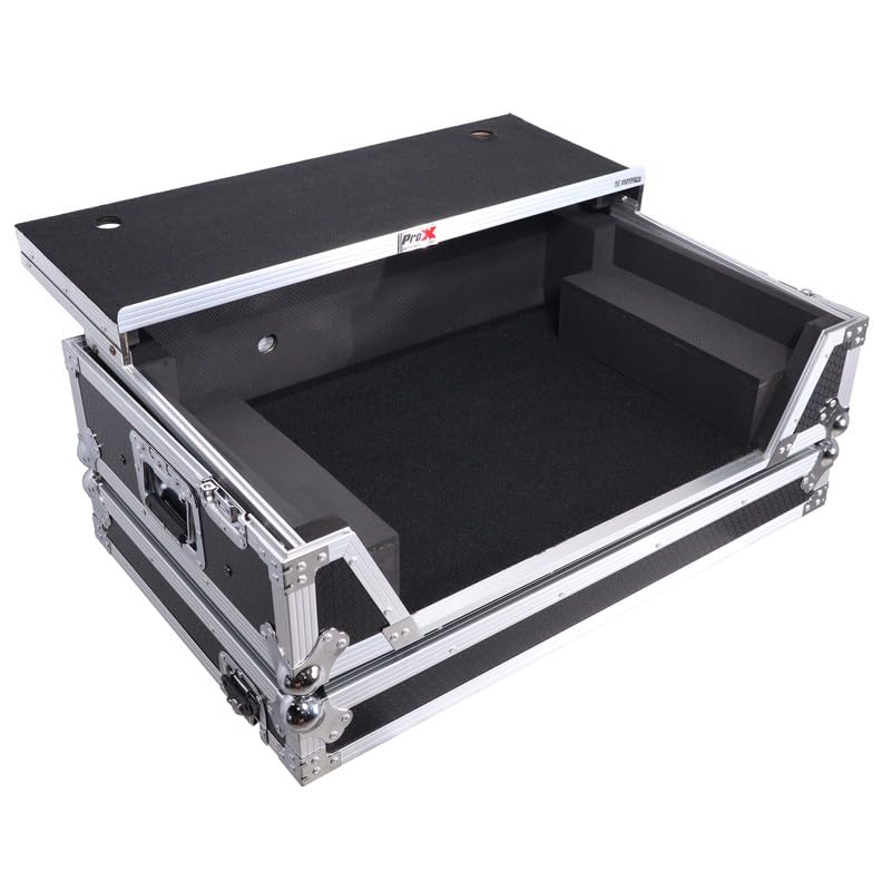 ProX XS-FLX102UWLT Flight Style Road Case For Pioneer XS-DDJFLX10 or DDJ-GRV6 DJ Controller with Laptop Shelf 2U Rack Space Wheels