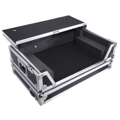 ProX XS-FLX102UWLT Flight Style Road Case For Pioneer XS-DDJFLX10 or DDJ-GRV6 DJ Controller with Laptop Shelf 2U Rack Space Wheels
