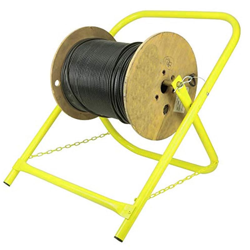 Stanz (TM) 20" x 16" Commercial Industrial Grade Steel Wire Rack Dispenser Cable Caddy CATV Electric Ethernet Wire Installer Spool Reel Holder Holds Cable Reels Up to 20" Diameter Folding Yellow