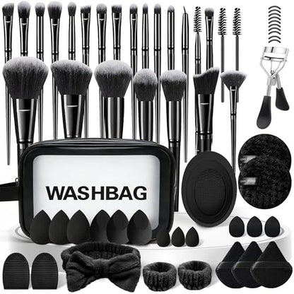 Makeup Brush Set, 62Pcs Makeup Brushes Set Professional, Multi-functional Makeup Brush Sets & Kits with Case Facial Makeup Accessories, Foundation Makeup Brush Kit Eye Make up Brushes & Tools - color: Black