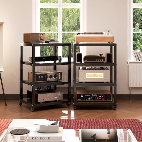 4 Tier Record Player Stand with Storage,Media Stand Heavy Duty Media Shelf,Record Player Shelf for DVD AV,31.5"*19.69"*15.75" - size: 31.5"*19.69"*15.75"