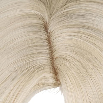 Freminet Wig for Men Blonde Bob with Bangs Heat Resistan Synthetic Fiber Hairs for Unisex Adult Halloween Christmas Cos Anime Party Replacement Wigs - color: Blonde Cover Left Eye Bangs