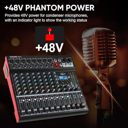 8 Channel Audio Mixer with Bluetooth, 99 DSP Effects - color: 8-Channel