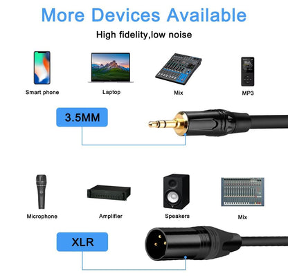 3.5mm to XLR Cable, 1.5 FT XLR to 3.5mm Unbalanced 1/8 inch Mini Jack Stereo to XLR Male Cord Adapter Mono Audio Cord for Cell Phone, La ptop, Speaker, Mixer - size: 1.5 FT