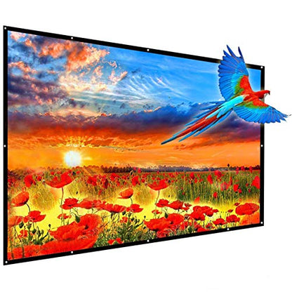 180 Inch Foldable Anti Crease HD Outdoor Portable Projector Screen | With Hooks and Ropes,16:9 Large Indoor Outdoor Projection Movie Screen For Home Theater/Education/Office/School/Camping/Party