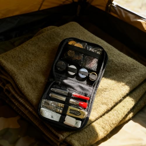 Army Sewing Kit for Adult Men Military Survival Emergency Sewing Kit Button | Black Army Sewing Kit, Military Survival Emergency Sewing Kit Travel with Buttons Nylon Portable Small Travel Field EDC - color: Black