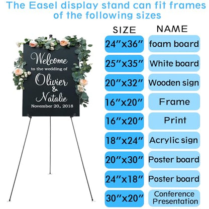 3 Pack Easel Stand for Sign, Display & Poster 63" Black Portable Metal Painting Easels Adjustable Art Easel Tripod Collapsible Floor Easel for Display Show, Arts,Crafts,Painting, - style: Black