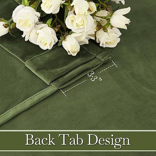 RYB HOME Velvet Room Darkening Curtains for Living Room 72 inches Long - color: Army Green, size: 52"W x 72"L (Pack of 2)