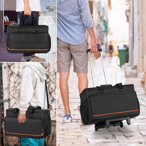 Trunab Rolling DJ Cable File Bag, Travel Gig Bag with Hard Padded Bottom | with Detachable Dividers and Dolly, for Professional DJ Gear, Musical Instrument and Accessories