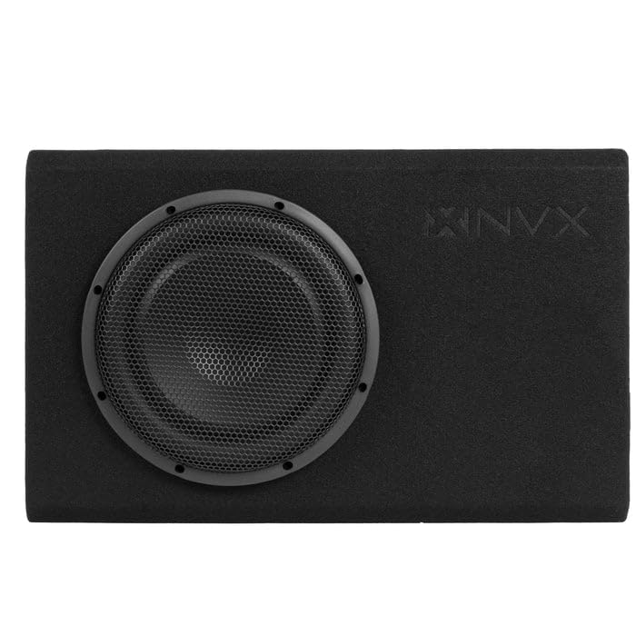 NVX 10" 1200W (350W RMS) Shallow Slot Ported Powered Subwoofer Enclosure | Built-in Amplifier, Metal Grille, Remote Bass Knob, Easy to Install in Cars & Trucks - size: Single 10"