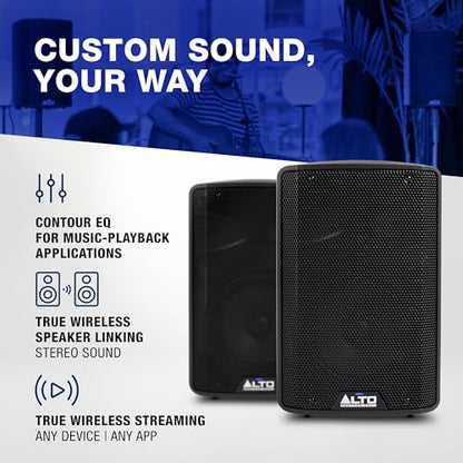 Alto TX408 350W 8" Powered PA Speaker | TWS Bluetooth, 2-Channel Mixer, and Monitor Mode for Bands, DJs, Rehearsals, and Venues - size: 8" PA Speaker