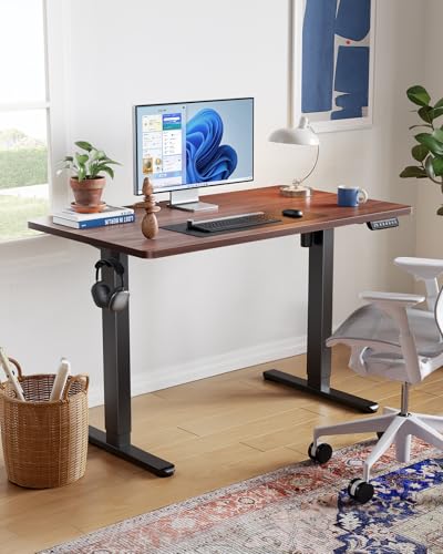 HUANUO 40x24 Inch Electric Standing Desk, Height Adjustable, Black Walnut | 176 Lbs Capacity, Smooth Home Office Desk, 4 Memory Presets & Headphone Hooks, 28.3–46.5 Inch Height Range, Easy to assemble - color: Walnut, size: 40" X 24"