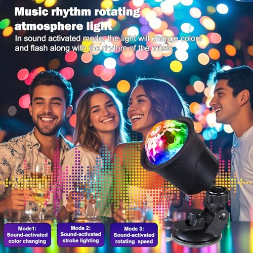 2-Pack Rechargeable Disco Ball Light Indoor Sound Activated Party Lights | Portable Party Lights Disco Ball Lights USB for Home Car Room Dance Gifts Birthday Karaoke Halloween Christmas Decorations