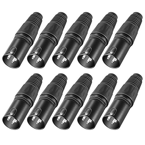 Neewer Micro Snake 3 Pin XLR Charger Connector 20pcs Audio Jack Microphone Connector with Charger Cable 10 Male and 10 Female Connectors Zinc Alloy - style: NC004A