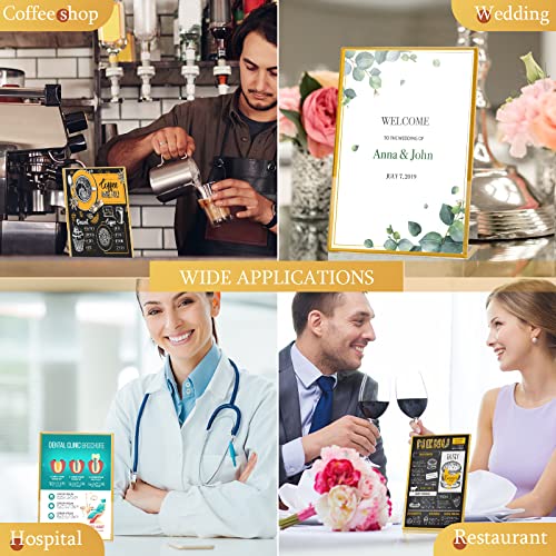 36 Pack Acrylic Sign Holder Gold Frame Table Numbers Slanted Back Menu Display Stand Clear Flyer Document Photo Display Holders Plastic Table Signs for Wedding Office(Vertical Style,4 x 6 Inch) - style: Vertical Style