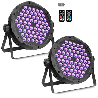 90W Dimmable RGB Battery Par Lights by Remote & DMX Control (2Pack) | 20H Single Color 5H Charging, Rechargeable LED Par, Uplight for DJ Party Event Wedding Church Concert Band Club